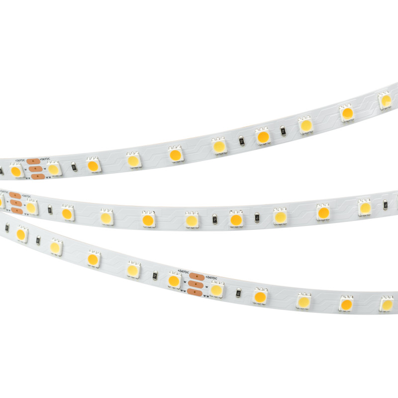 Лента RT-B60-10mm 24V White-MIX (14.4 W/m, IP20, 5060, 5m) (Arlight, Изменяемая ЦТ) 025213(1). Цена указана за 5 метров. Продается кратно 5 метрам.