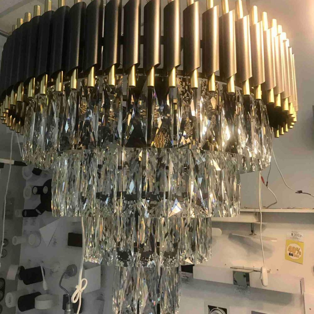 Подвесная люстра Omnilux Corleone OML-69803-08, диаметр 54 см, черный