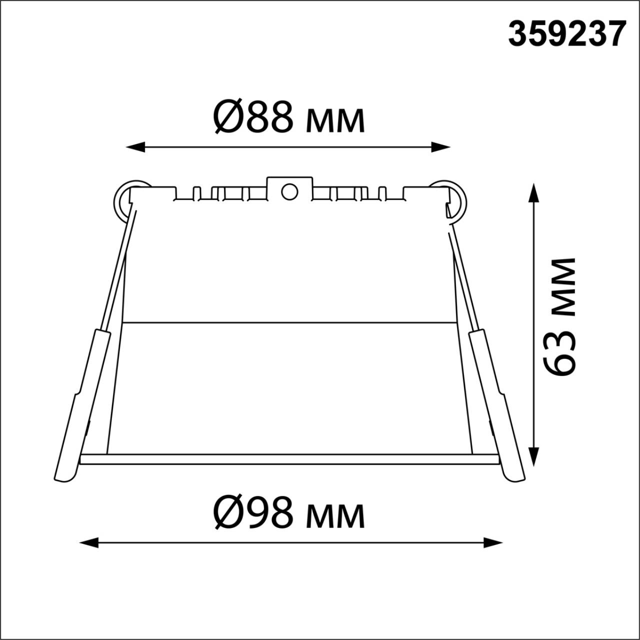 Светильник встраиваемый светодиодный 9,8*9,8* см, LED 12W*3000 К, Novotech Spot Tran, черный, 359237