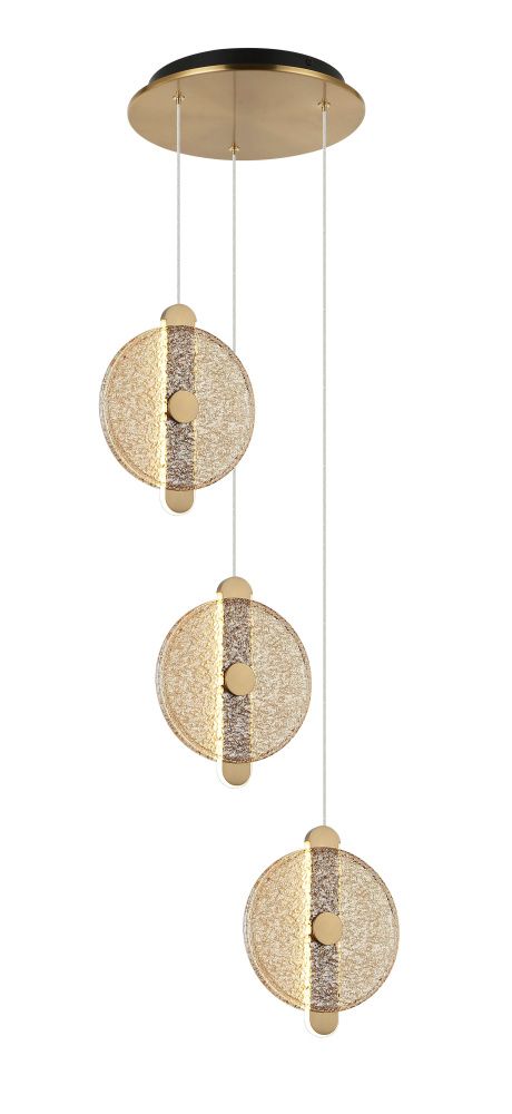 Люстра Ø300 x H1500 мм, LED 30W 4000K NewRgy BRASS+BLACK (Латунь+Черный) 7065RMD-3BS/CE BRASS+BLACK