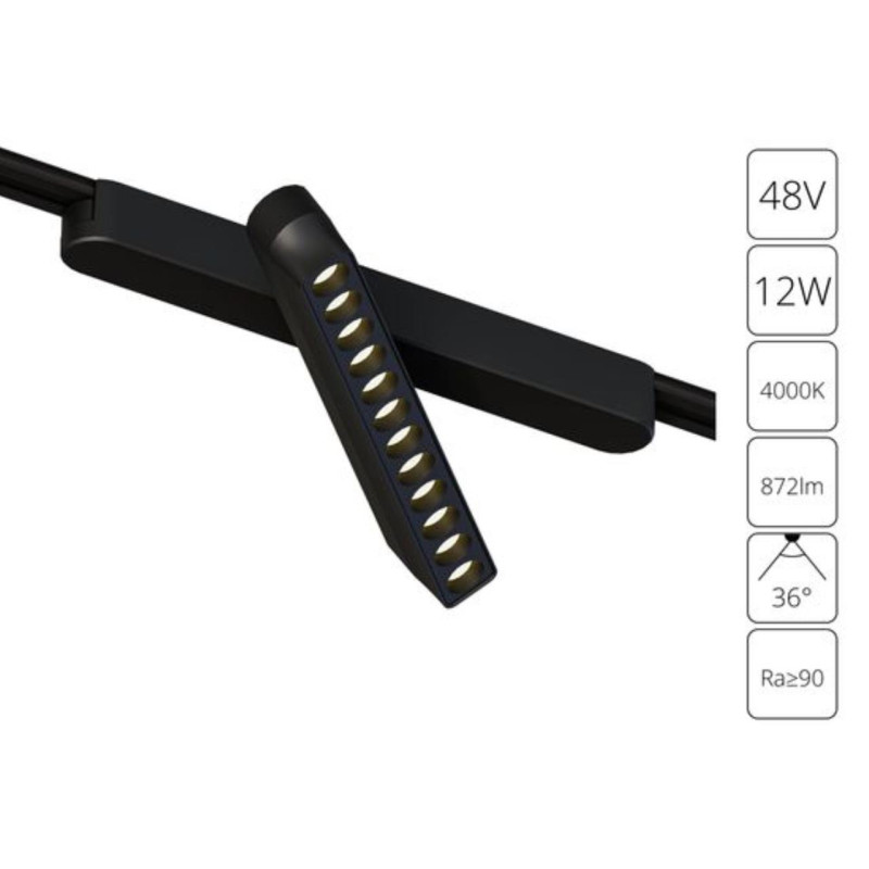 Трековый светильник 23*2,6*6 см, 1*LED*12W 4000K Arte Lamp Rapid A6161PL-1BK черный
