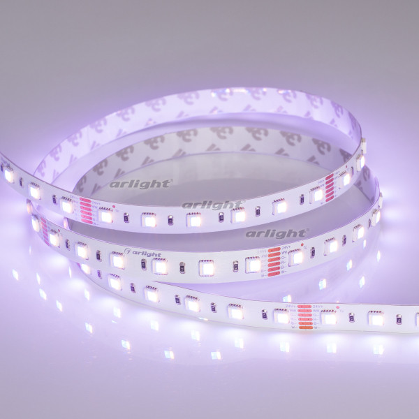 Лента RT-B60-12mm 24V RGBW-MIX-5-in-1 (20 W/m, IP20, 5060, 5m) (Arlight, Открытый) 026363(2). Цена указана за 5 метров. Продается кратно 5 метрам.