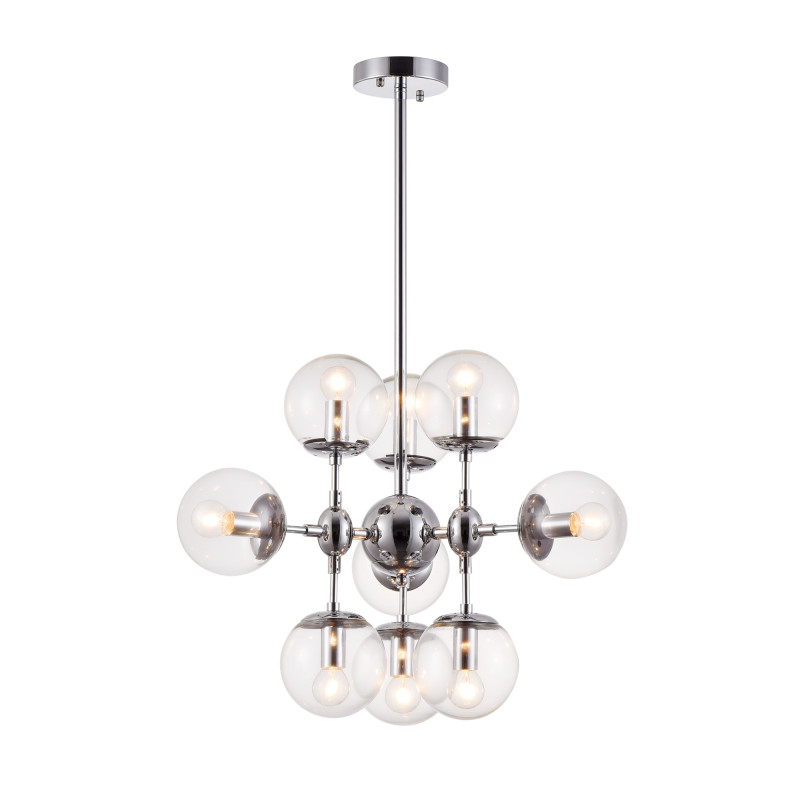 Подвесная люстра Freya Richard FR5596PL-09CH, диаметр 65 см, хром/прозрачный