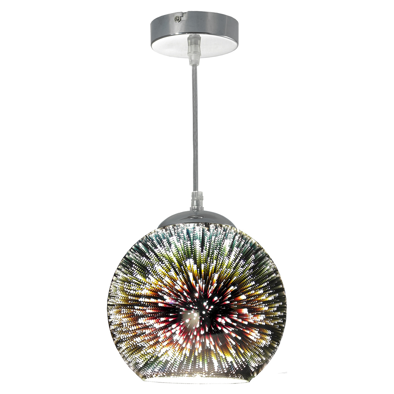 Подвесной светильник Lussole GRLSP-0197, диаметр 20 см, хром-зеркальный