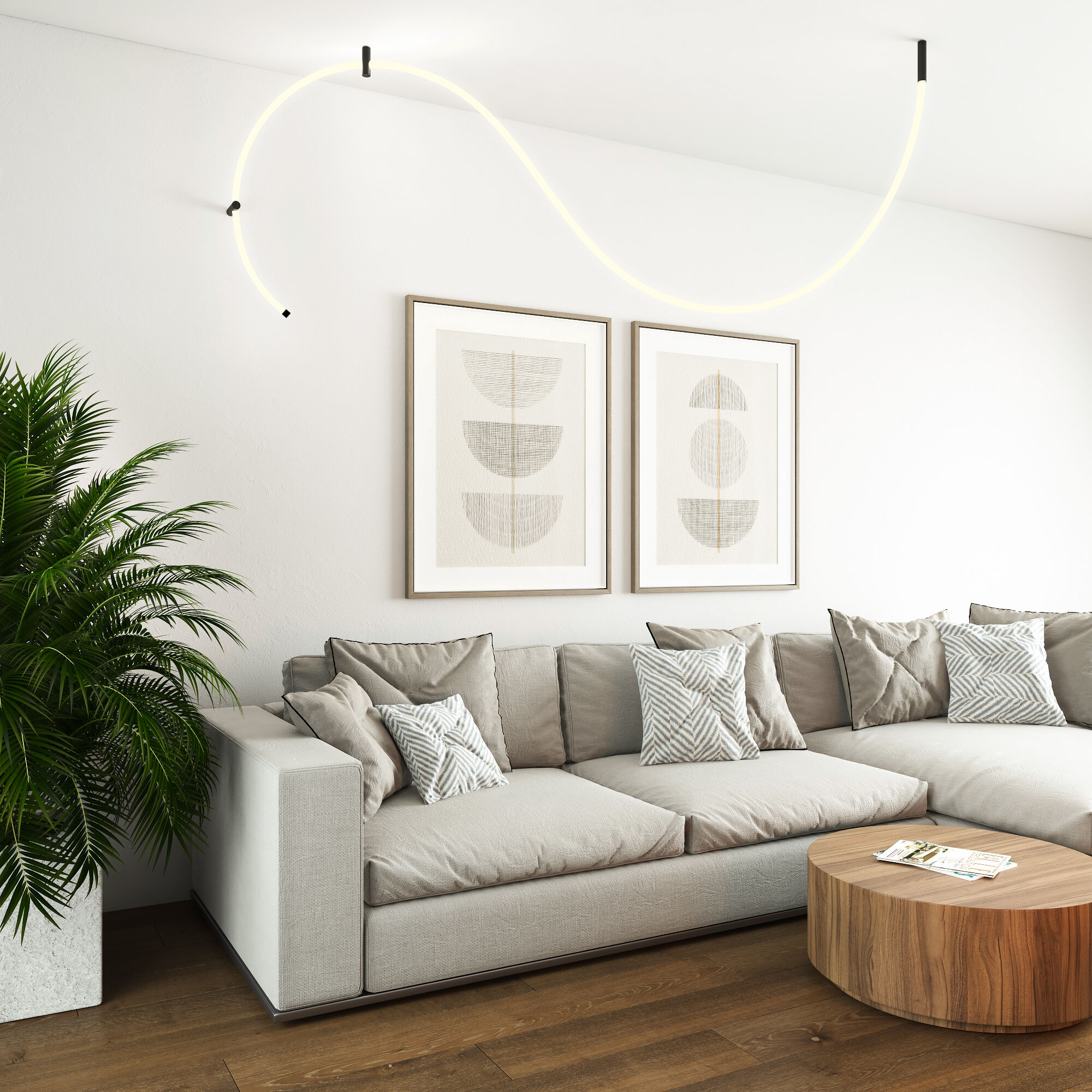 Гибкий неон 336Led 12W IP20 3000K Full light круглый теплый белый, 3 м (24V 12W 336Led 2835 IP20)