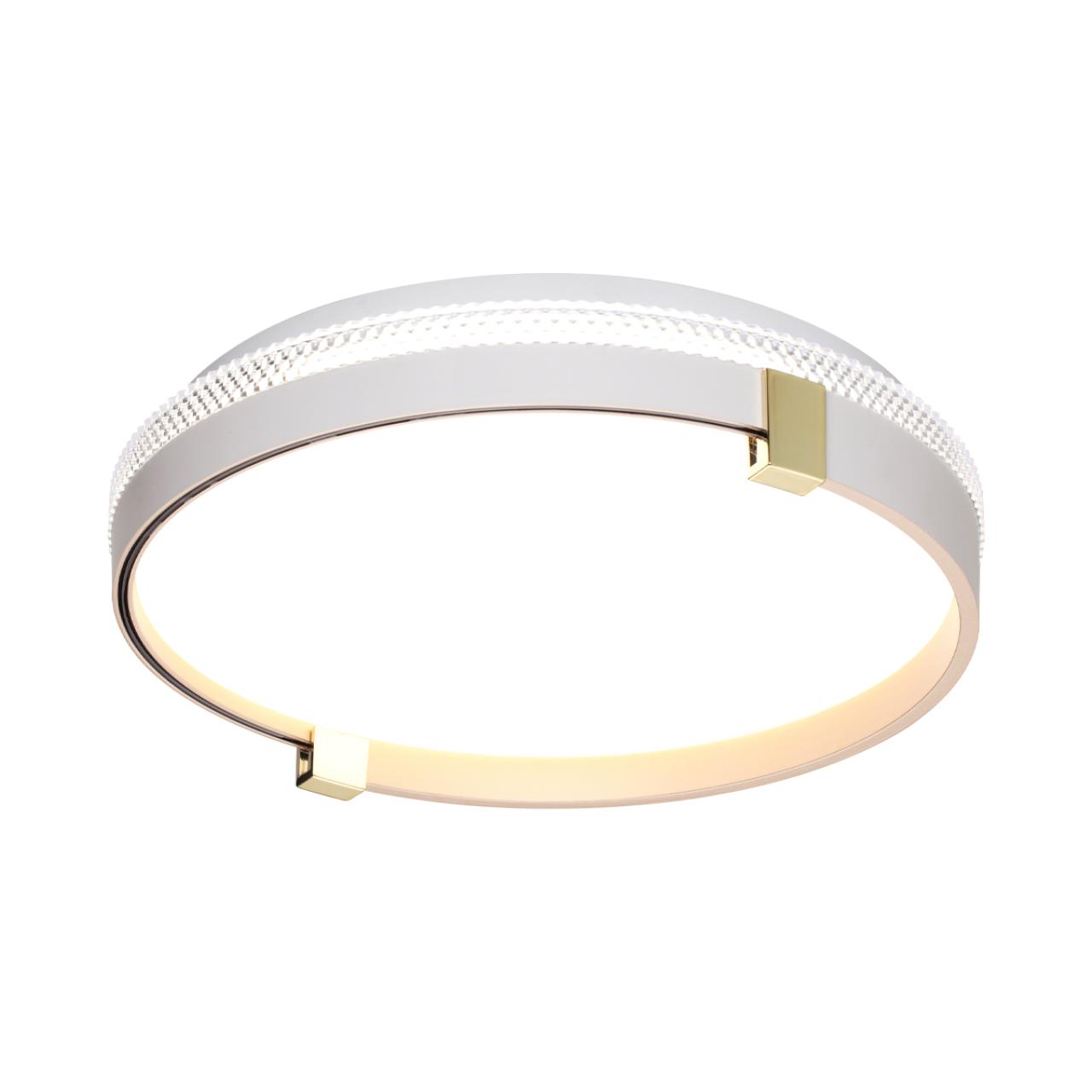 Cветильник 34*8,4 см, LED 30W, 4000 К, IP43, белый/золотой, пластик Sonex Olidi White, 7646/CL