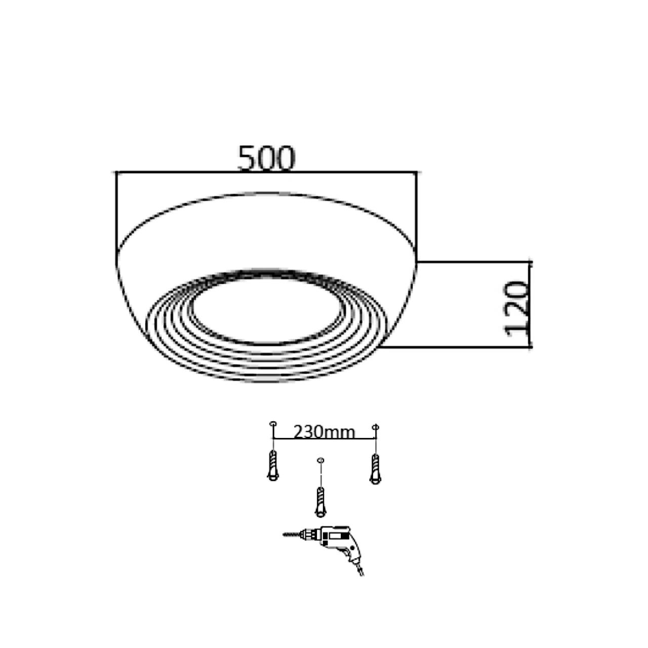 Потолочный светильник *50*12 см, LED 1*54W, 3000-4000-6500 К, Sonex Cronus 7715/54L, белый/черный