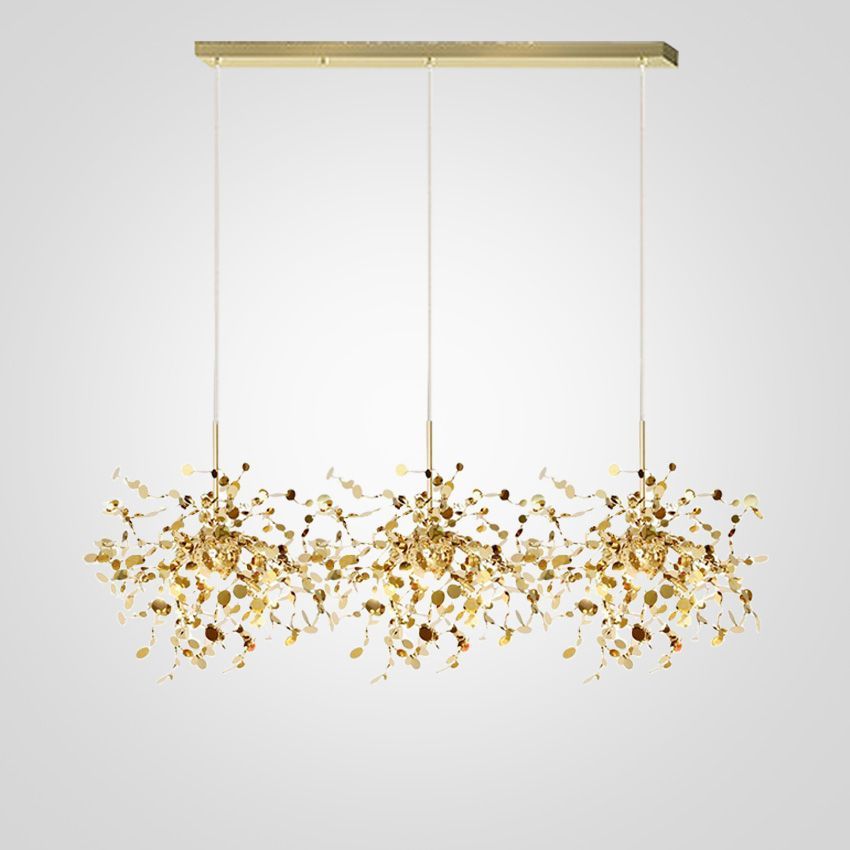 Подвесной светильник Tezani Argent Suspension Linear Gold 3 L110 110*40*40 см, 9*G9*40W, ImperiumLoft 40.2060-3, Золотистый