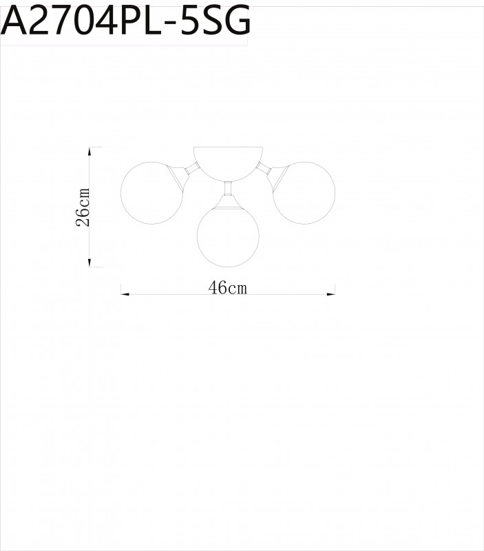 Потолочная люстра Arte Lamp Fobos A2704PL-5SG, диаметр 46 см, золото