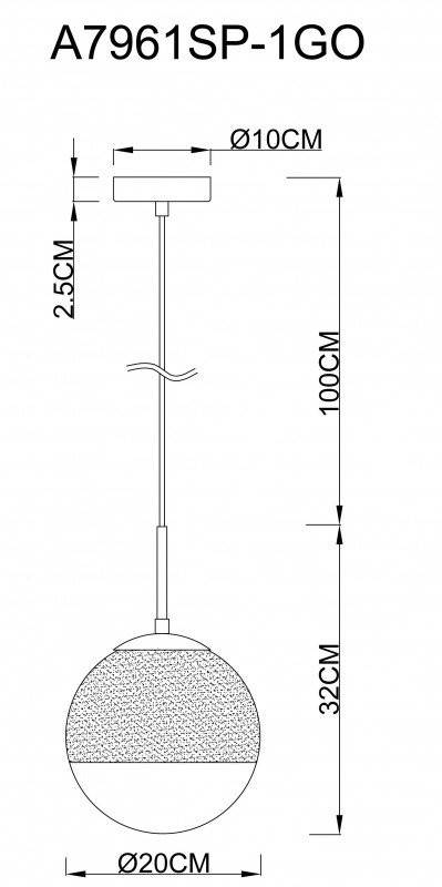 Светильник 20 см Arte Lamp Jupiter Gold A7961SP-1GO  золото