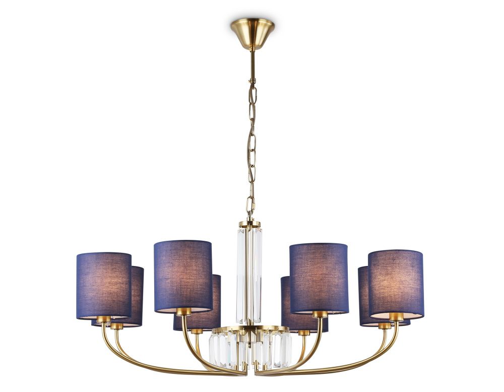 Подвесная люстра с абажурами и хрусталем **84- см, 8*E14*40W, K, Ambrella Light High Light LH71273, латунь