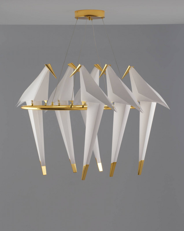 Подвесной светодиодный светильник 90*80 см, LED 216 W, Moderli Birds V3073-6PL Золотой