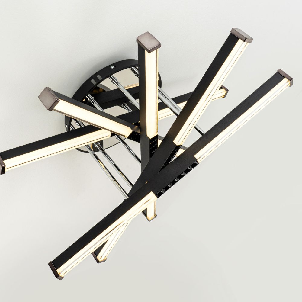 Светильник 60*60*30 см, LED*68W, 3000-6000K, Modelux  MDL.9371.600CL BK, Чёрный, Хром