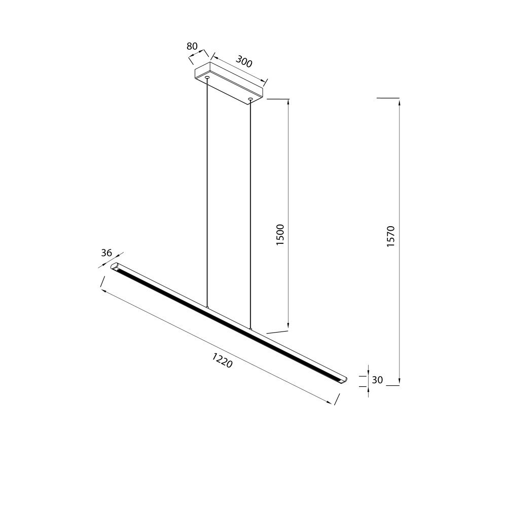 Подвесной светильник 122*8*15-157 см, *LED*38W, 3000K, Mantra Lineal MAN8954, черный