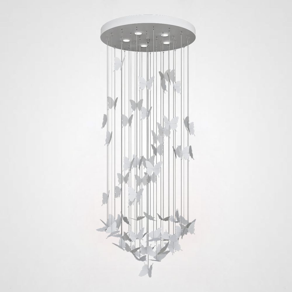 Подвесная люстра Night Butterflies Chandelier D40 H100 40*40*100 см, 5*GU10*9W, ImperiumLoft 40.208, Белый