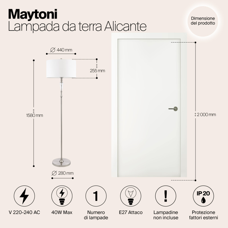 Торшер Maytoni Alicante MOD014FL-01N, белый
