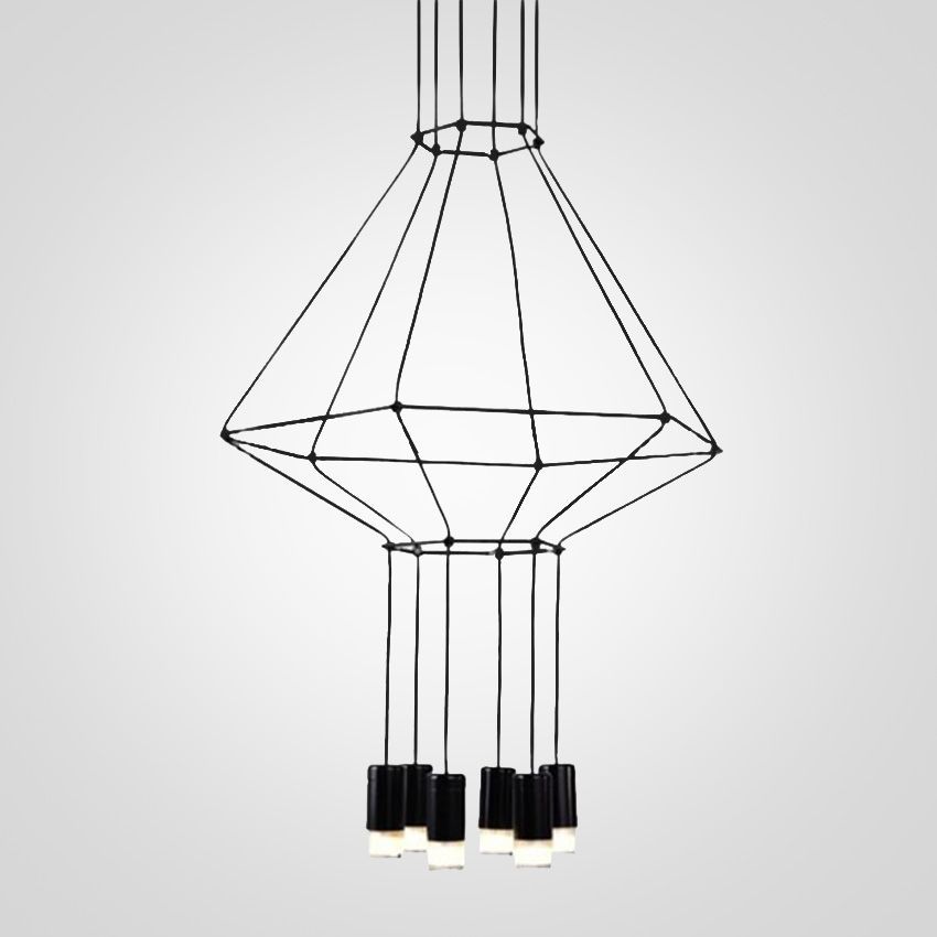 Подвесной светильник Via Wireflow polyhedral 0307 Pendan Light 55*55*500 см, 6*G9*20W, ImperiumLoft Via01, Чёрный