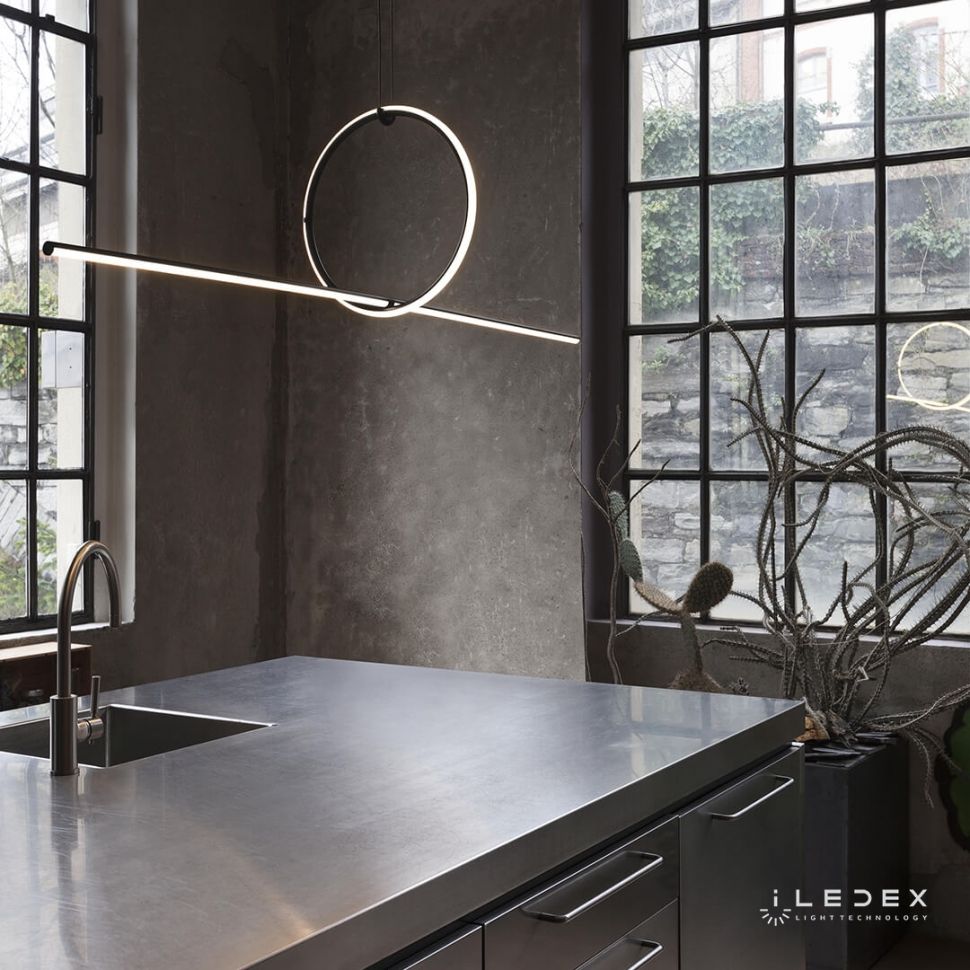 Подвесной светильник 170*40-140 см, LED*35W, 3000K, iLedex Zoom 10339P/A2-35W-3000K BK-WH, Черный