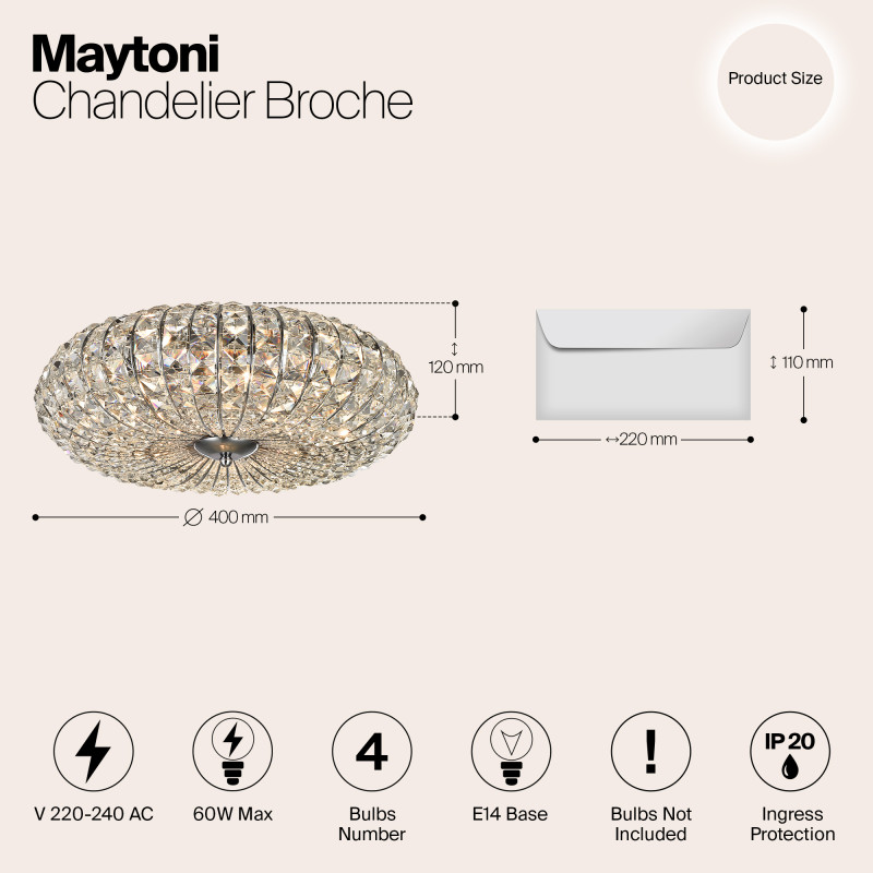 Люстра диаметр 40 см Maytoni Modern Broche DIA902-04-N никель