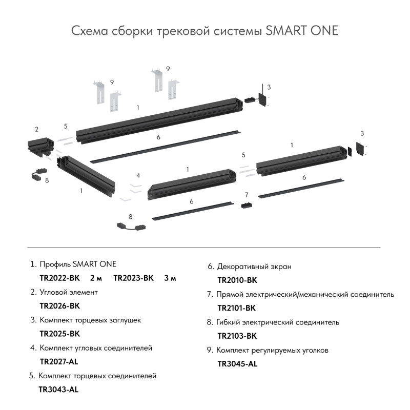 Комплект торцевых заглушек Denkirs TR2025-BK