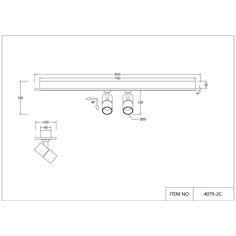 Светильник Favourite 4079-2C, L800*W100*H160,