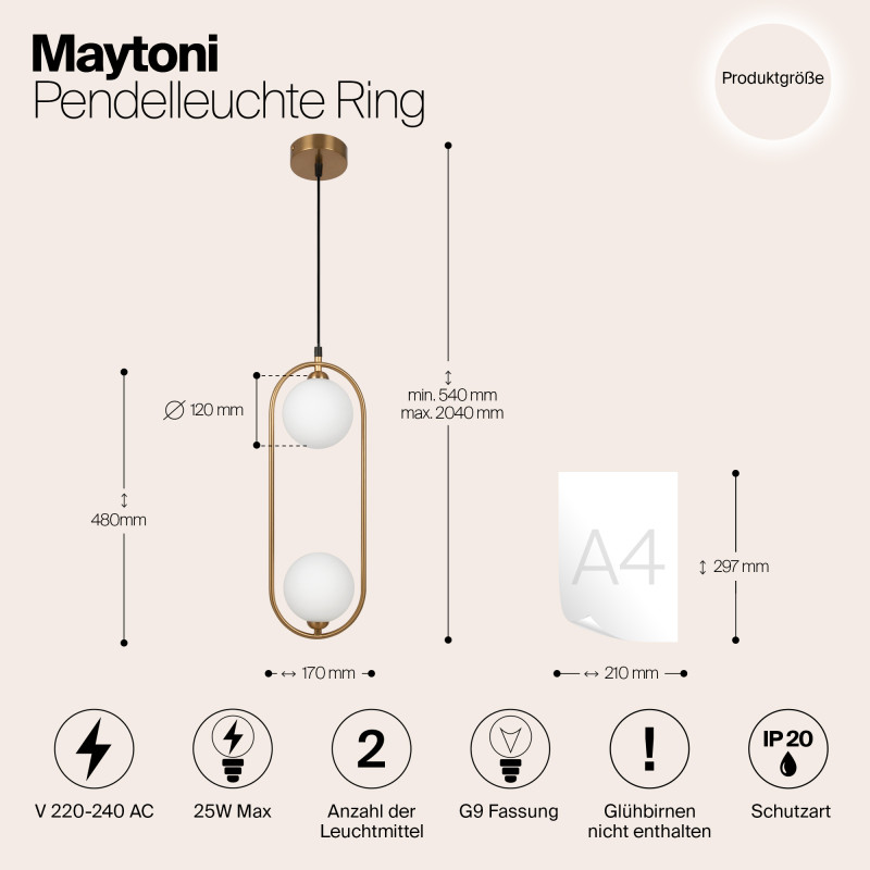 Светильник 12 см, Maytoni Ring MOD013PL-02BS1, латунь