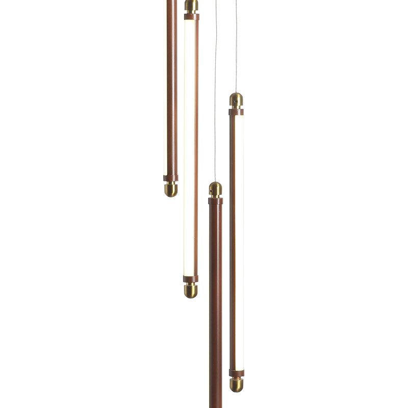 Подвесной светильник 14*201 см, 4*LED, 24W, 3000К, ST-Luce BRICK SL6225.303.04 латунный