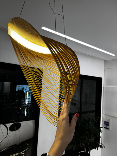 Светильник подвесной 60*200 см, LED 24W, 3000K, 8 м2 Wertmark Marta WE528.02.713, натуральный