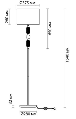 Торшер с декоративными элементами ODE4861/1F, золото