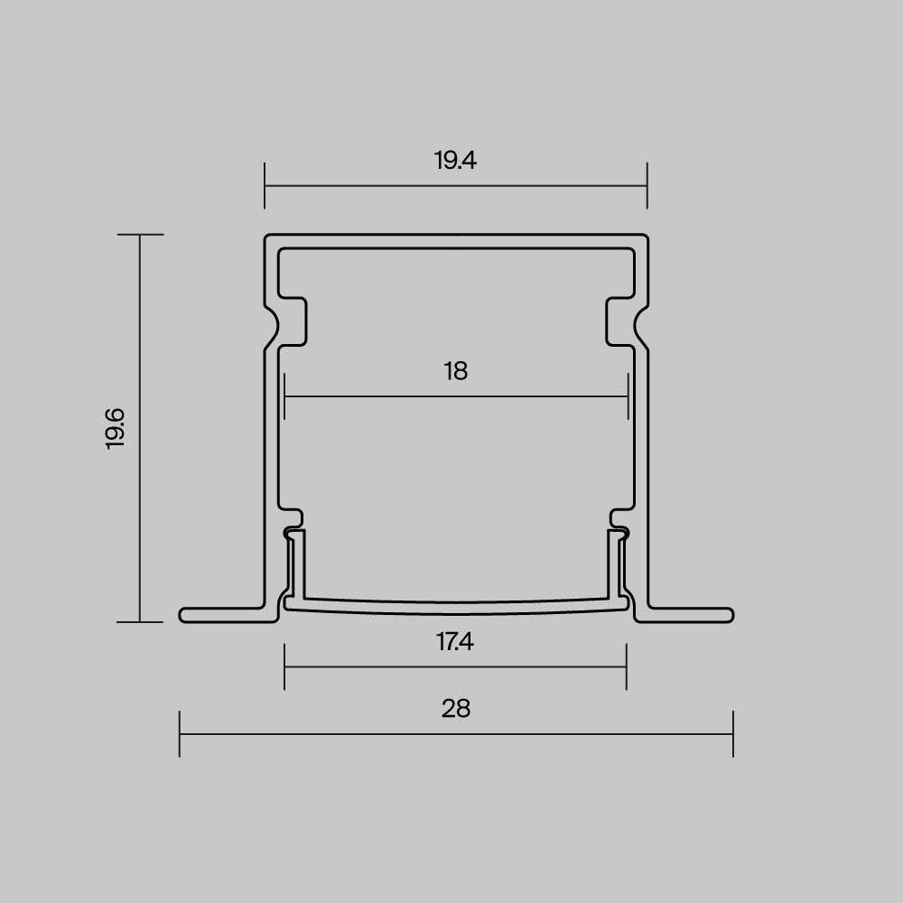 Алюминиевый профиль встраиваемый с накладным фланцем 27x20 (Серебро, 2 м), ALM-2720-S-2M 632017 Maytoni