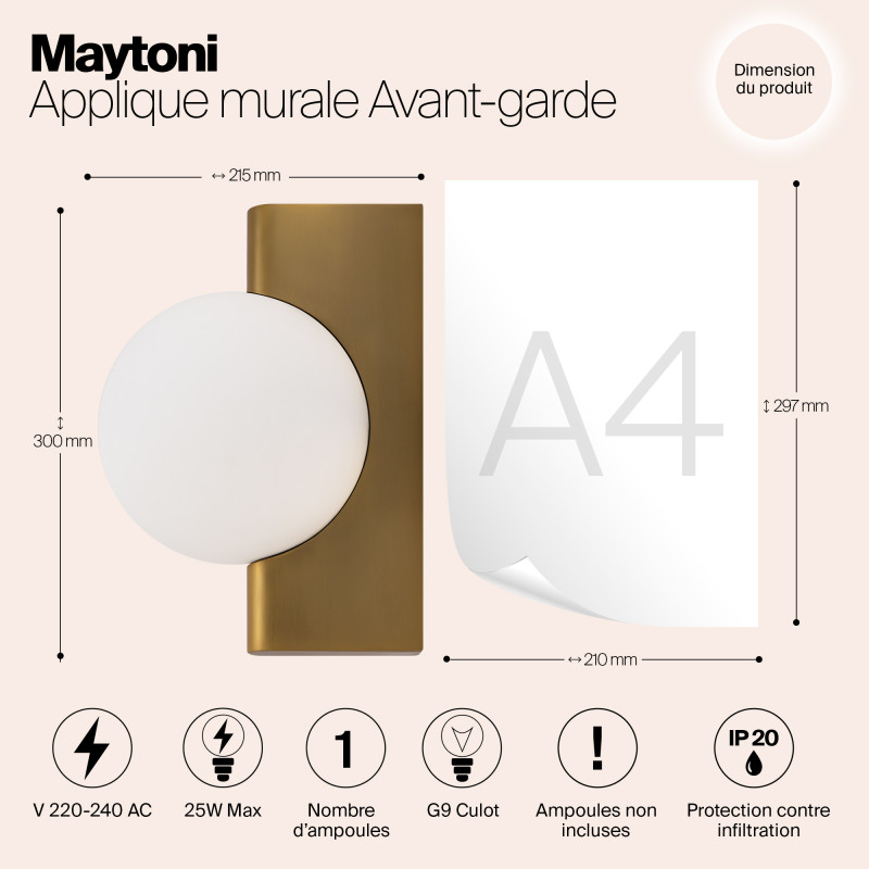 Светильник 30 см, Maytoni Avant-garde MOD324WL-01BS, латунь