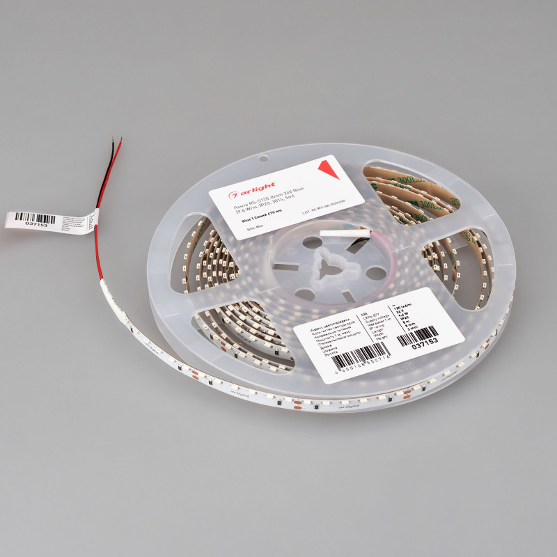 Лента RS-S120-8mm 24V Blue (9.6 W/m, IP20, 3014, 5m) (Arlight, боковое свечение) 037153. Цена указана за 5 метров. Продается кратно 5 метрам.