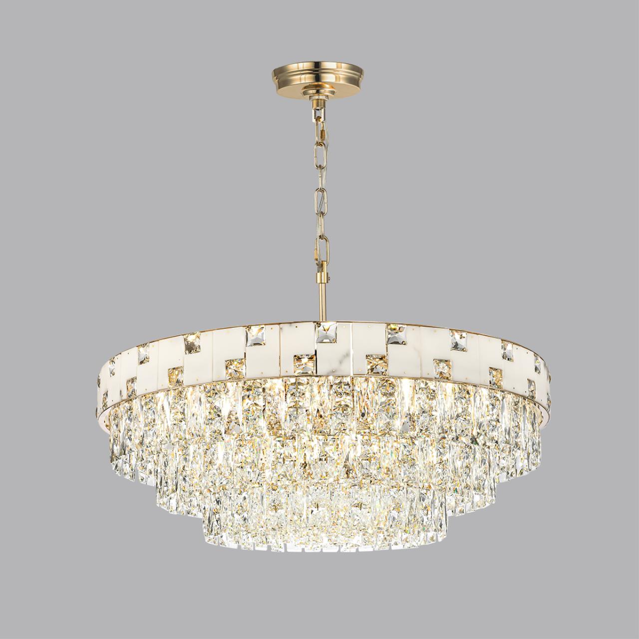 Люстра 80*80*160 см, E14 21*21*40W,  К, Odeon Light Chessi 5076/21, золото/прозрачный/белый