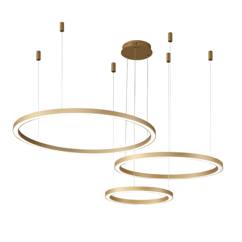 Светильник 120 см, 158W, 3000-6300K, Crystal Lux FORTUNA SP158W LED D400+600+800 GOLD, золото