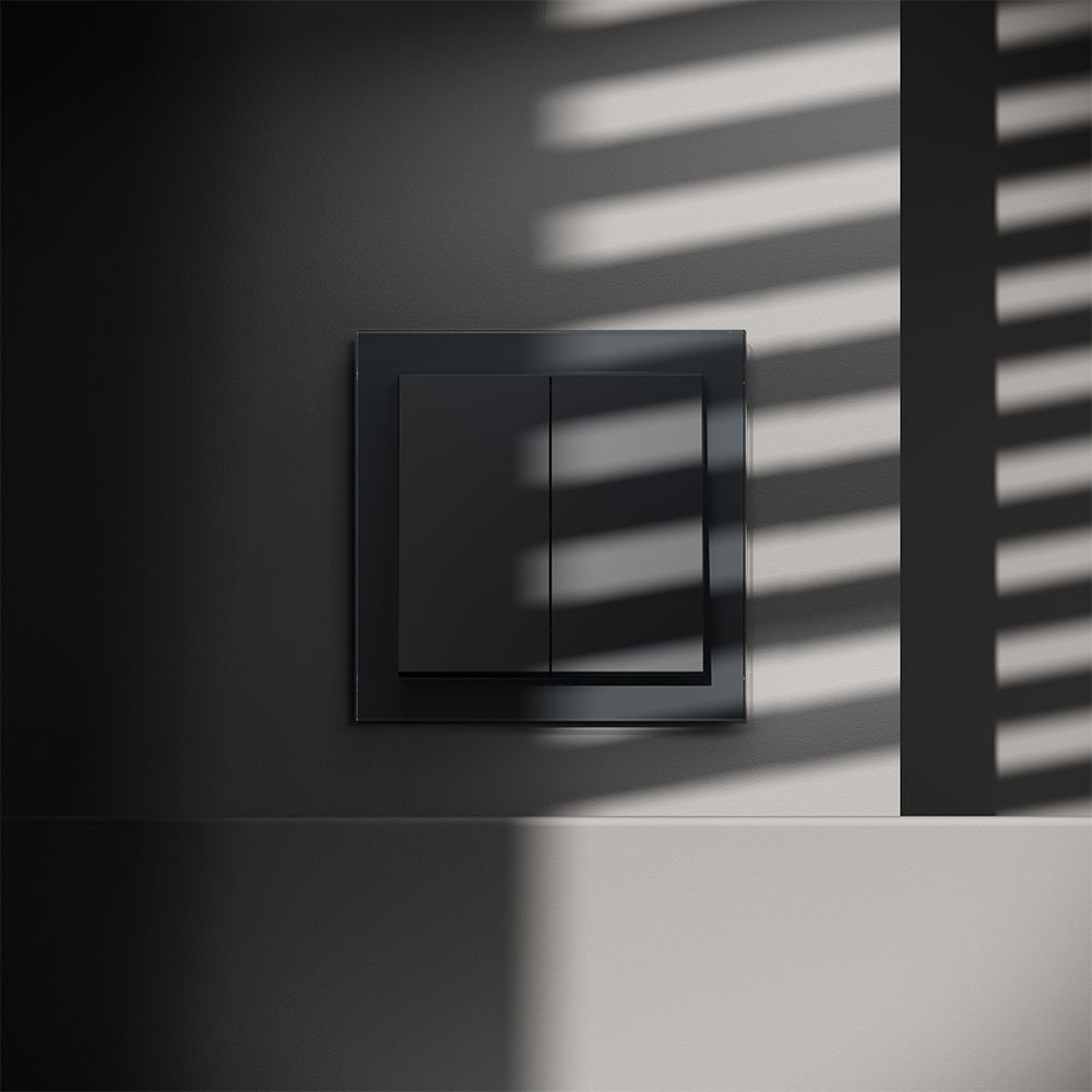 Перекрестный переключатель встраиваемый двухклавишный 10А, графит Voltum S70 VLS020507, Пластик Soft touch