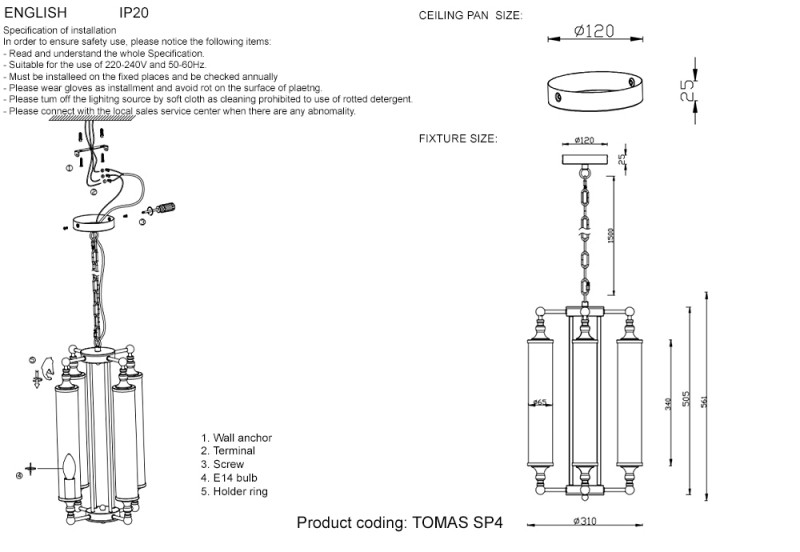 Люстра 31 см Crystal L ux TOMAS SP4 BRASS Латунь