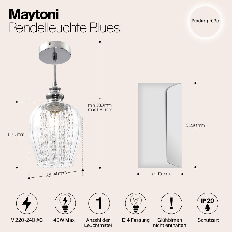 Подвес хрустальный диаметр 14 см Maytoni Fusion MOD044-PL-01-N прозрачный