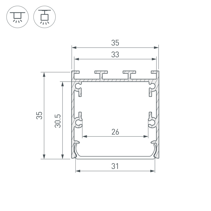 Профиль Arlight 041829 300*3,5*3,55 см. Цена указана за 3 метра. Продается кратно 3 метрам.  экран отдельно