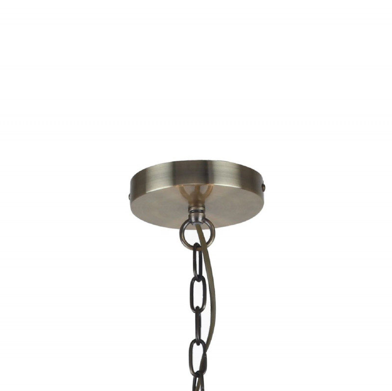 Подвесная люстра Favourite Castellum 2769-12P, D1010*H630/1630, античная латунь, плафоны из ткани кремового цвета, декоративные элементы в виде подвесок из белого стекла