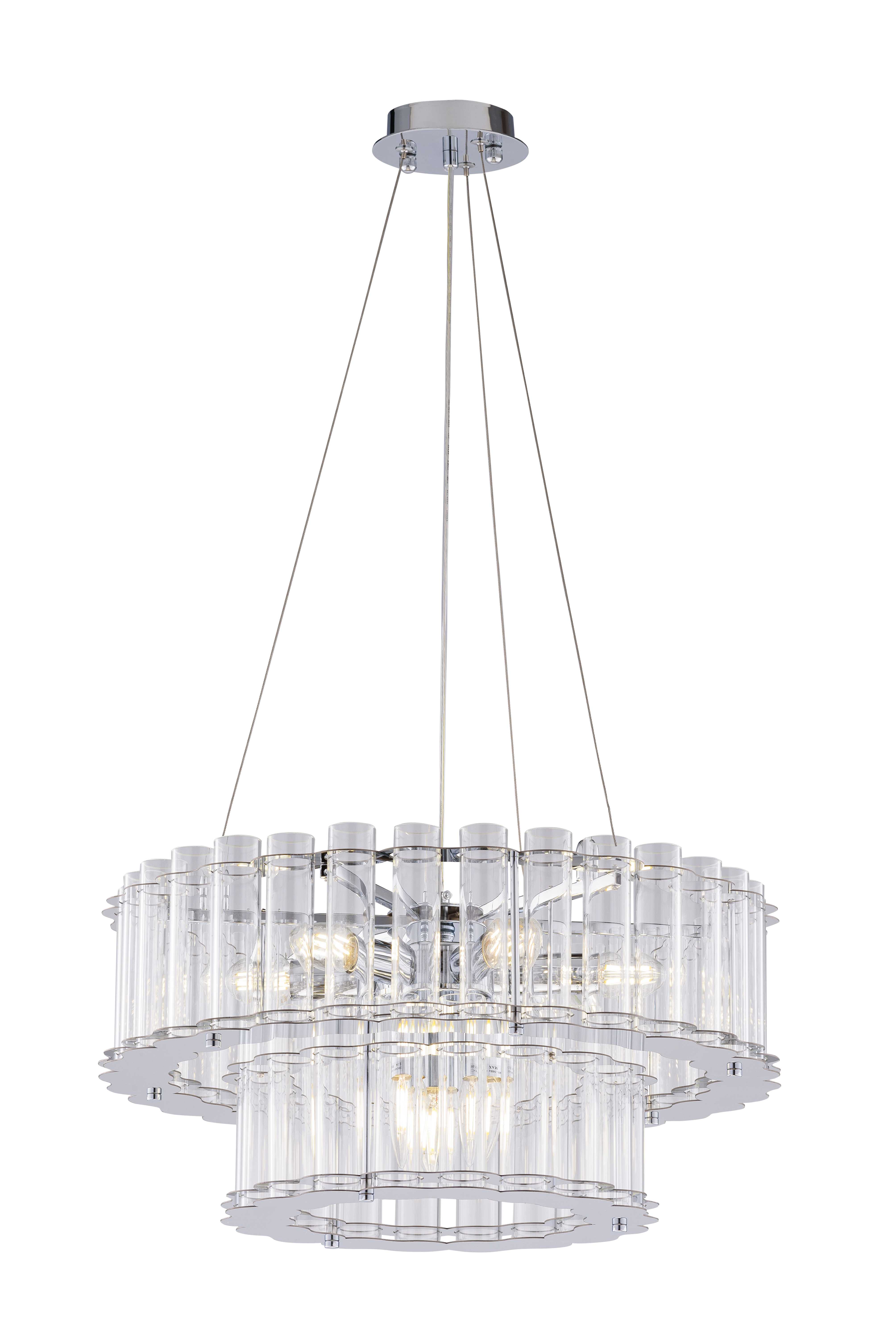 Люстра 500*260, 9*E14, 40W NewRgy Cristallo 5760R/6+3 CHROME+CLEAR, Хром+Прозрачный