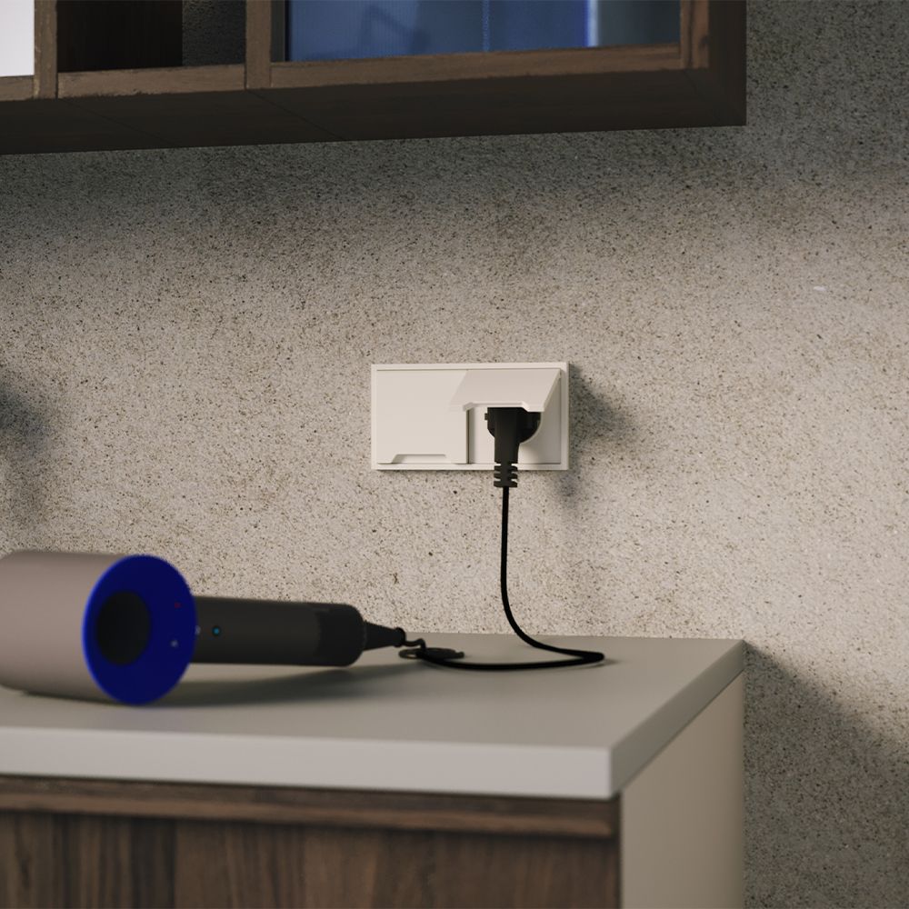 Накладка для розетки с заземлением, защитными шторками и крышкой, S70, хлопок Voltum VLS000813