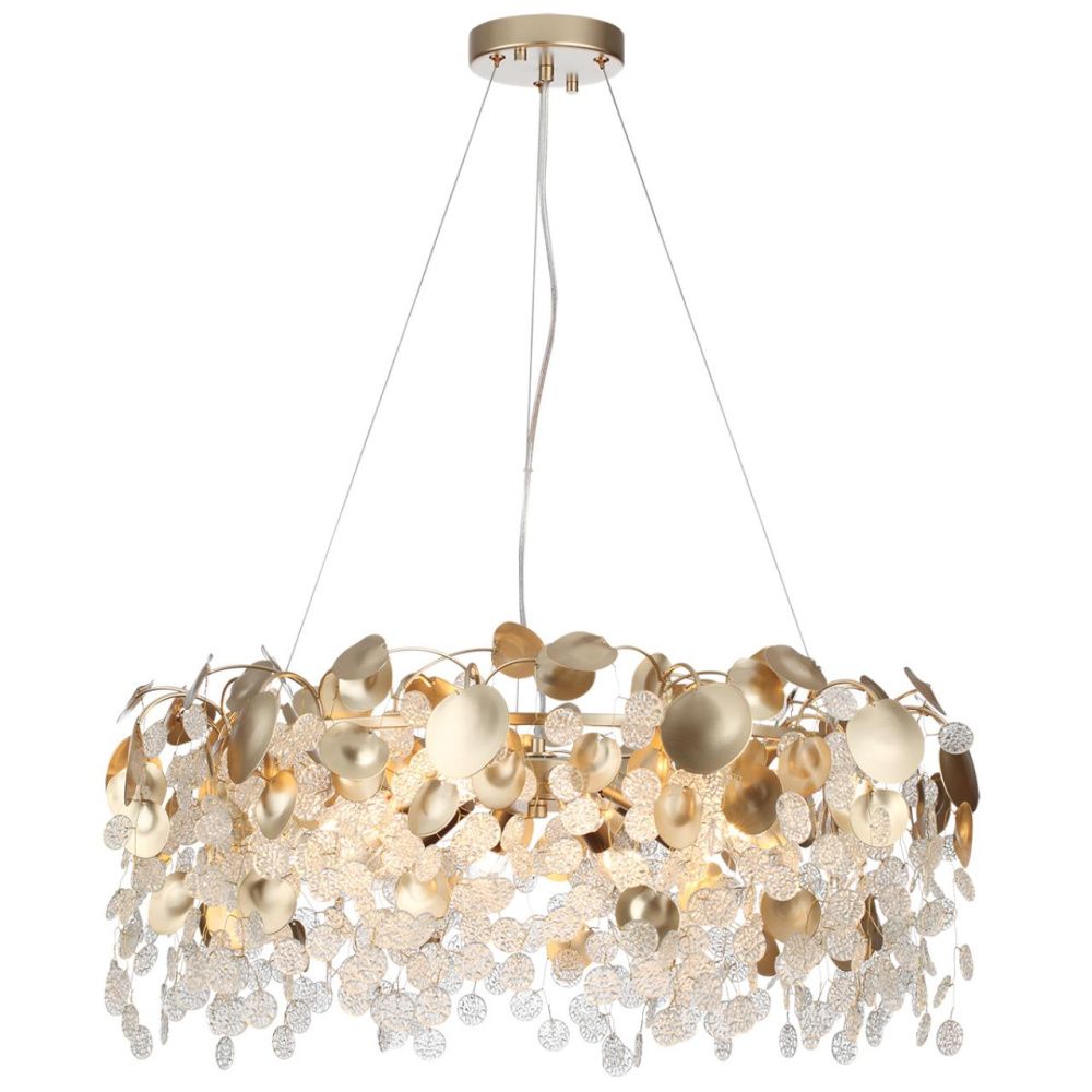 Люстра *70*63,5-133,5 см, 10*E14*40W, Odeon Light COINS 5104/10, золотистый/стекло