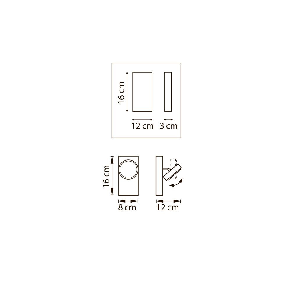 Бра *16 см, 1*Gx53*12W, Lightstar Fico 740617, Черный