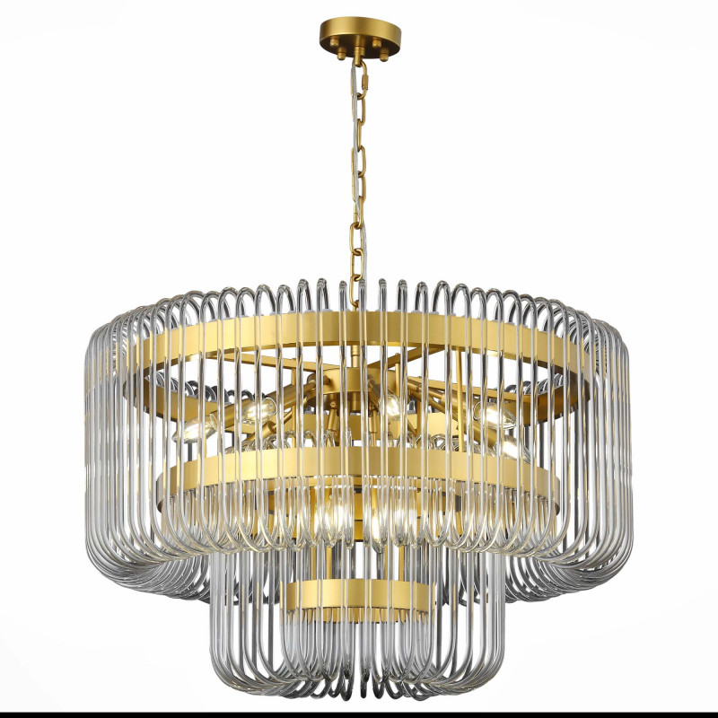 Люстра подвесная 80 см, 480W, ST LUCE GROSSETO SL1228.203.12 Золотистый