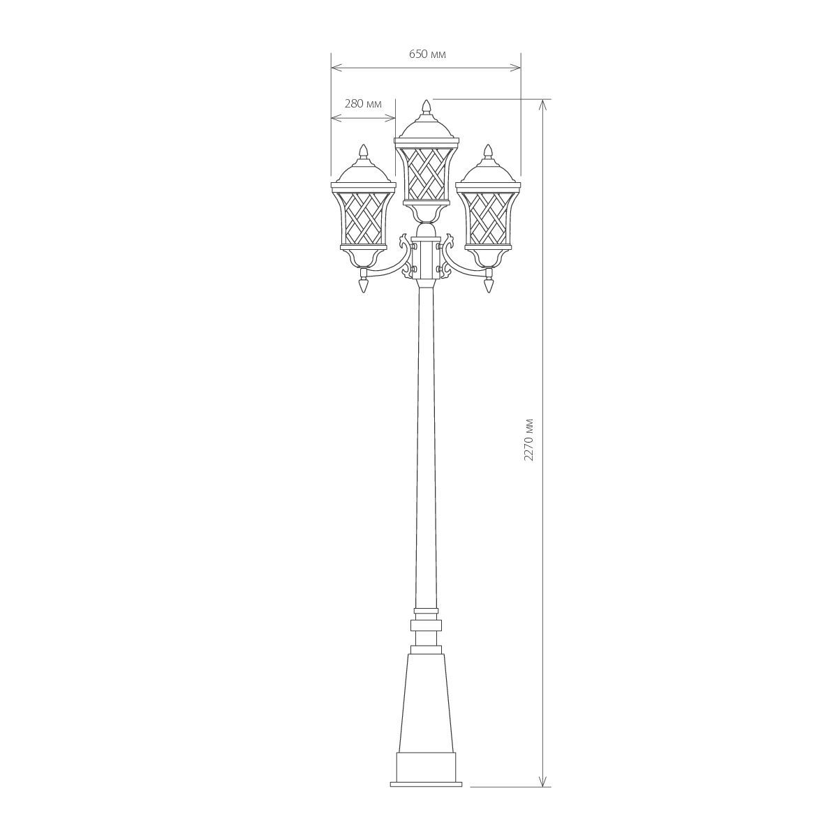 Cassiopeya F/3 черное золото уличный трехрожковый светильник на столбе IP44 Cassiopeya F/3 черное золото Elektrostandard