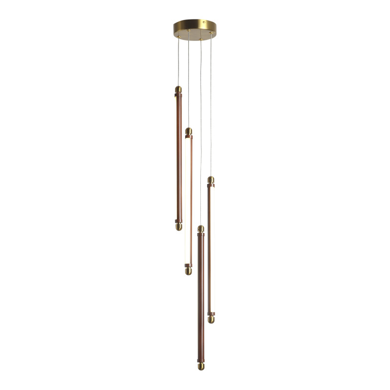 Подвесной светильник 14*201 см, 4*LED, 24W, 3000К, ST-Luce BRICK SL6225.303.04 латунный