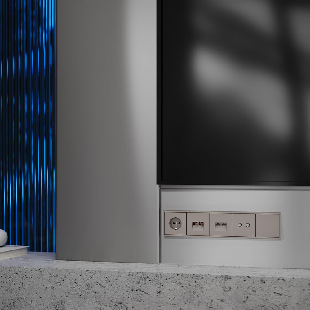 Накладка для розетки компьютерной двойной RJ45+RJ45 кат.6, S70, капучино Voltum VLS001414