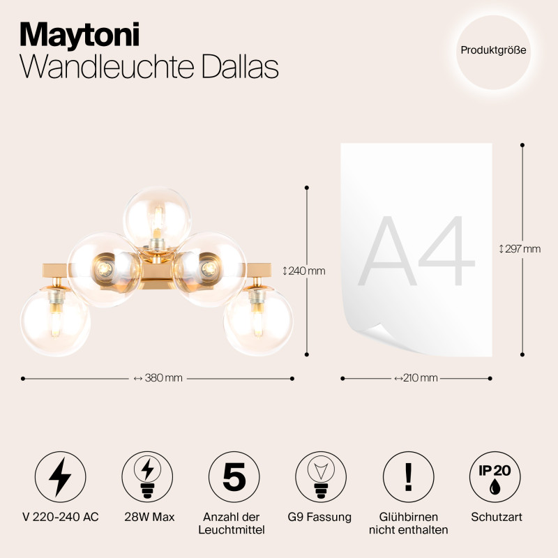 Бра Maytoni Dallas MOD547WL-05G, янтарный