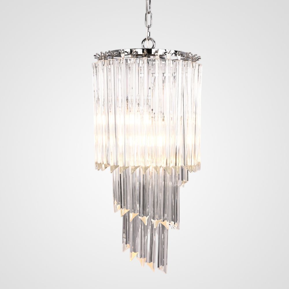 Подвесная люстра Odeon Chandelier Glass Clear 30*30*69 см, 3*E14*40W, ImperiumLoft 40.1929-2, Хром