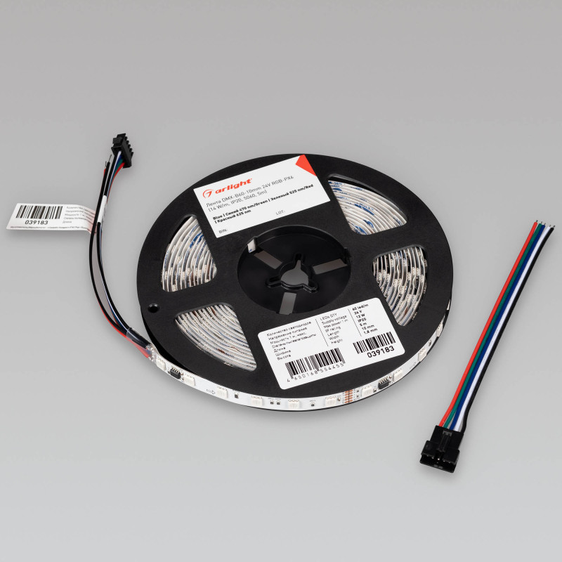 Лента DMX-B60-10mm 24V RGB-PX6 (14 W/m, IP20, 5060, 5m), Arlight 039183. Цена указана за 5 метров. Продается кратно 5 метрам.